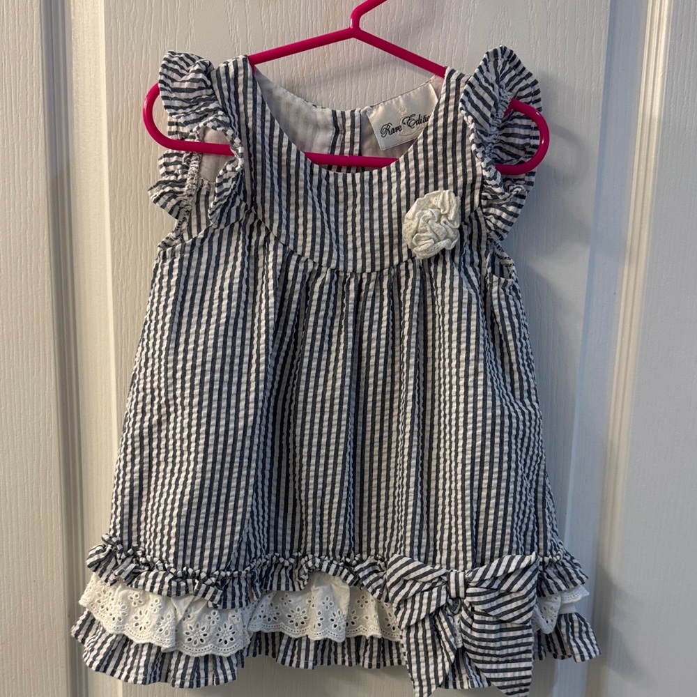 Rare Editions Navy and White Striped Blouse